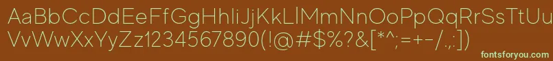MadeEvolveSansThinPersonalUse Font – Green Fonts on Brown Background