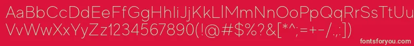 MadeEvolveSansThinPersonalUse Font – Green Fonts on Red Background
