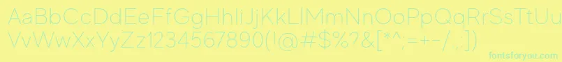 Fonte MadeEvolveSansThinPersonalUse – fontes verdes em um fundo amarelo