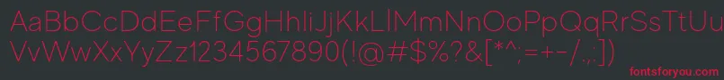 MadeEvolveSansThinPersonalUse Font – Red Fonts on Black Background