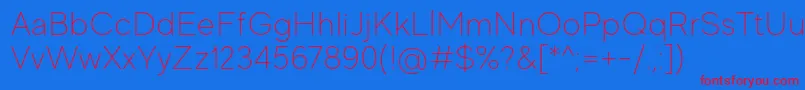 フォントMadeEvolveSansThinPersonalUse – 赤い文字の青い背景