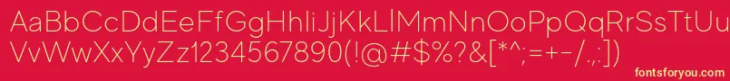 MadeEvolveSansThinPersonalUse Font – Yellow Fonts on Red Background