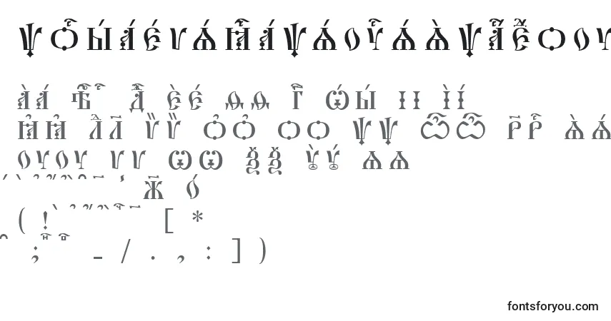 A fonte PochaevskCapsUcsSpacedout – alfabeto, números, caracteres especiais