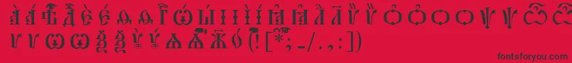 PochaevskCapsUcsSpacedout Font – Black Fonts on Red Background