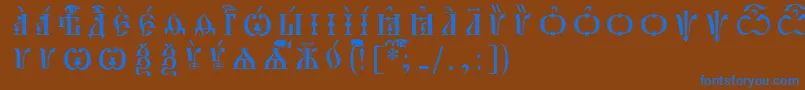 PochaevskCapsUcsSpacedout Font – Blue Fonts on Brown Background