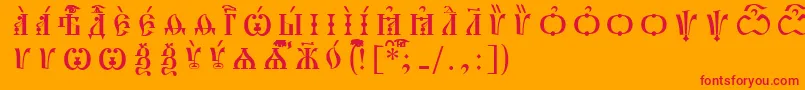 PochaevskCapsUcsSpacedout Font – Red Fonts on Orange Background