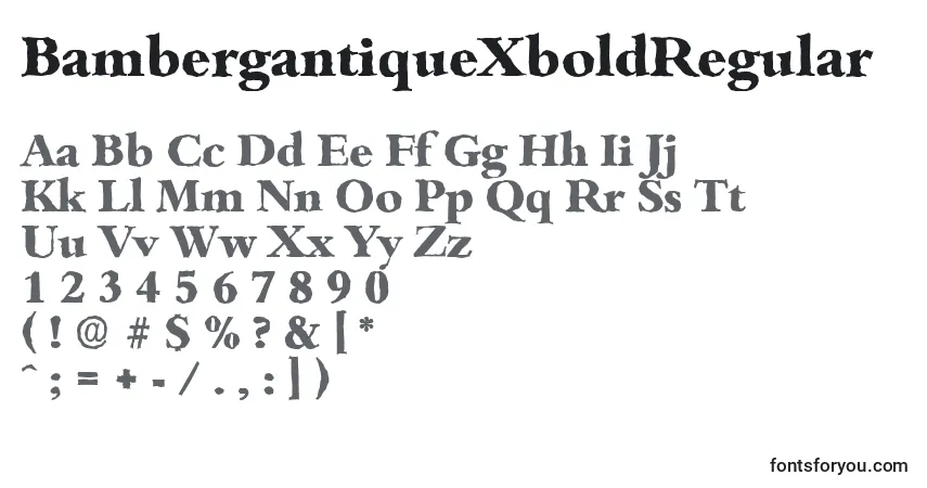Czcionka BambergantiqueXboldRegular – alfabet, cyfry, specjalne znaki