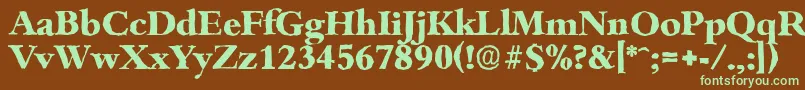 フォントBambergantiqueXboldRegular – 緑色の文字が茶色の背景にあります。