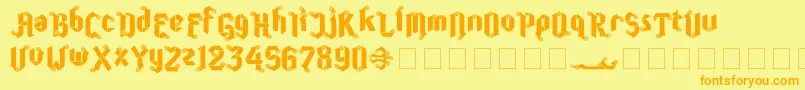 CoolinCheerフォントについての詳細 フォントCoolinCheer – オレンジの文字が黄色の背景にあります。