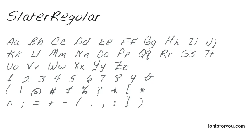 A fonte SlaterRegular – alfabeto, números, caracteres especiais