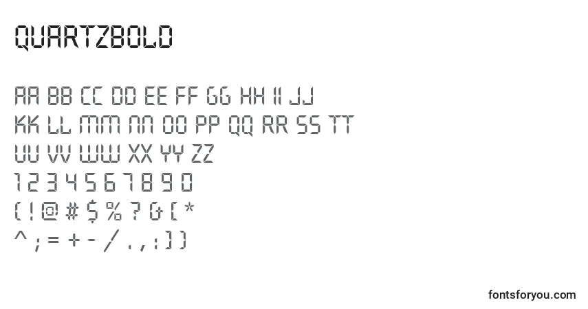 A fonte Quartzbold – alfabeto, números, caracteres especiais