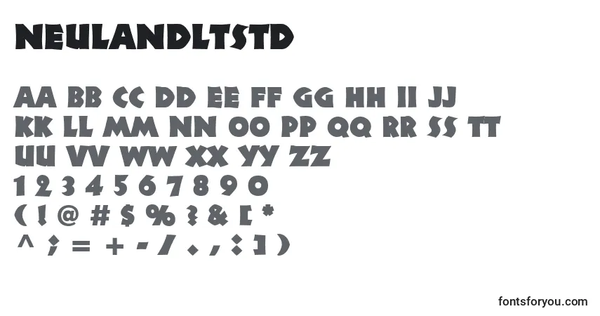 A fonte Neulandltstd – alfabeto, números, caracteres especiais