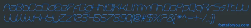 Czcionka OricneoThinitalic – niebieskie czcionki na czarnym tle