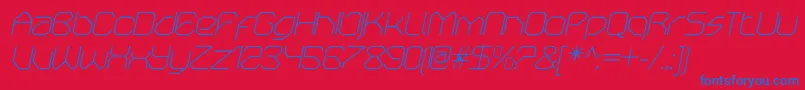 フォントOricneoThinitalic – 赤い背景に青い文字