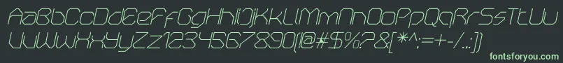 フォントOricneoThinitalic – 黒い背景に緑の文字