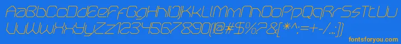 OricneoThinitalic Font – Orange Fonts on Blue Background