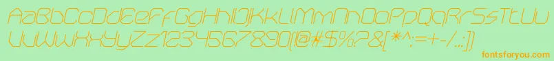 Fonte OricneoThinitalic – fontes laranjas em um fundo verde
