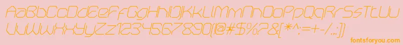フォントOricneoThinitalic – オレンジの文字がピンクの背景にあります。