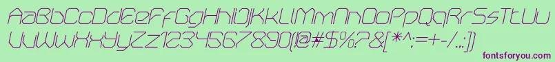 Шрифт OricneoThinitalic – фиолетовые шрифты на зелёном фоне