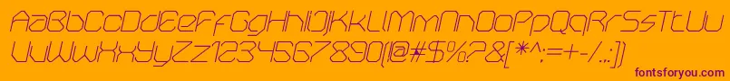 Fonte OricneoThinitalic – fontes roxas em um fundo laranja