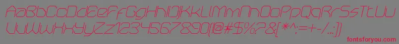 OricneoThinitalic-fontti – punaiset fontit harmaalla taustalla