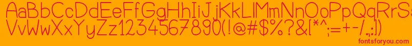 Lucjano-Schriftart – Rote Schriften auf orangefarbenem Hintergrund