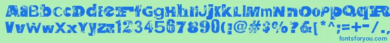 SaltpeterNFungus Font – Blue Fonts on Green Background