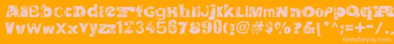 Więcej informacji o czcionce SaltpeterNFungus Czcionka SaltpeterNFungus – różowe czcionki na pomarańczowym tle