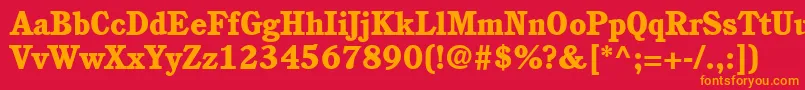 フォントItcCushingLtHeavy – 赤い背景にオレンジの文字