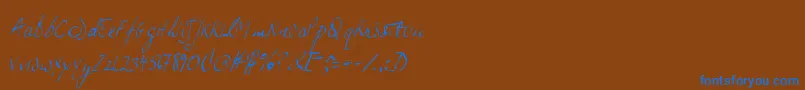 フォントJphsl – 茶色の背景に青い文字