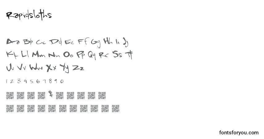 Schriftart Rapidsloths – Alphabet, Zahlen, spezielle Symbole