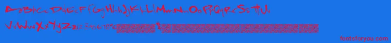 Rapidsloths-Schriftart – Rote Schriften auf blauem Hintergrund