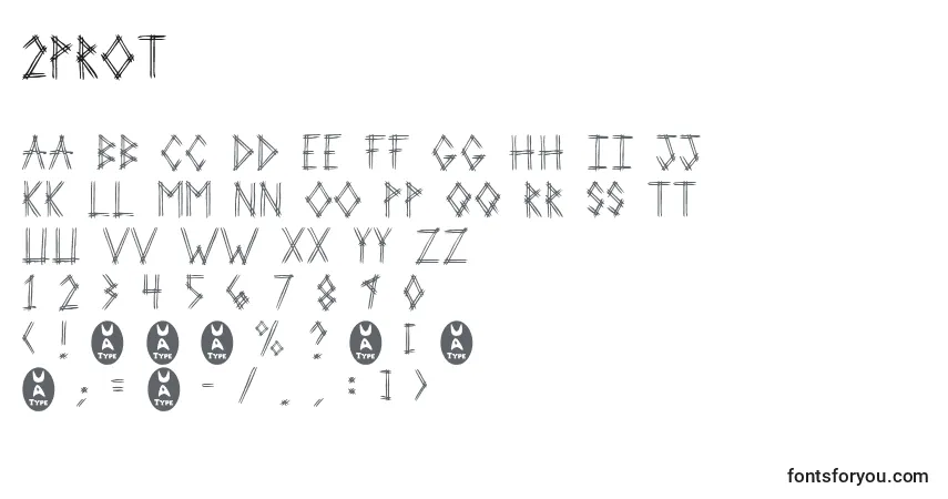 Schriftart 2prot – Alphabet, Zahlen, spezielle Symbole