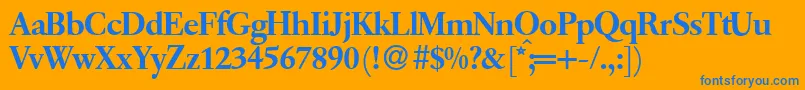 Q650RomanRegular Font – Blue Fonts on Orange Background