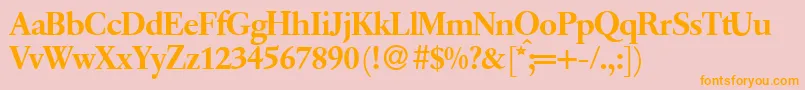 Q650RomanRegular Font – Orange Fonts on Pink Background