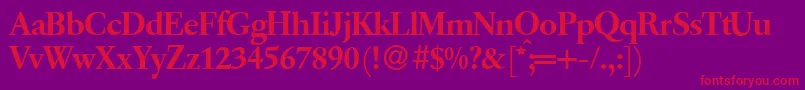 Q650RomanRegular Font – Red Fonts on Purple Background