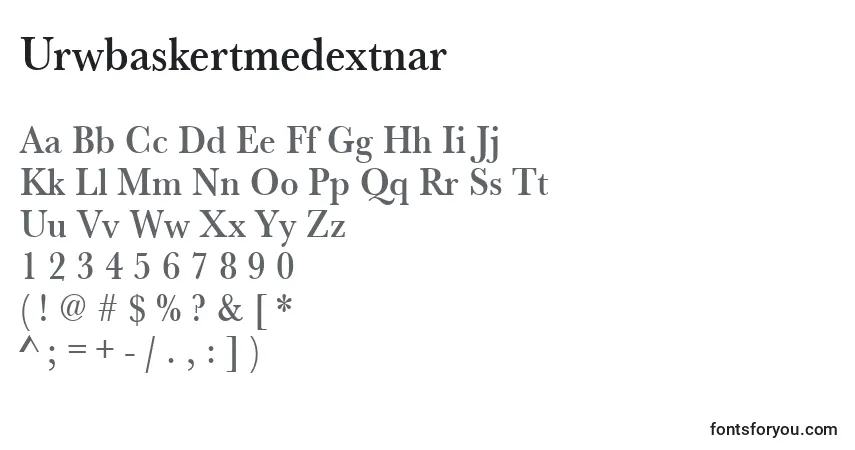 Czcionka Urwbaskertmedextnar – alfabet, cyfry, specjalne znaki