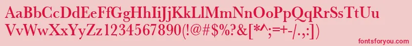 フォントUrwbaskertmedextnar – ピンクの背景に赤い文字