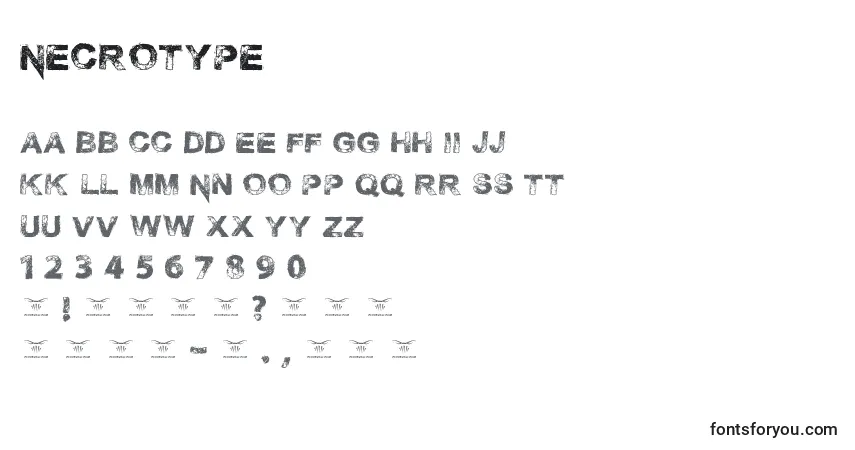 Necrotype Font – alphabet, numbers, special characters