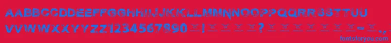 Necrotype Font – Blue Fonts on Red Background