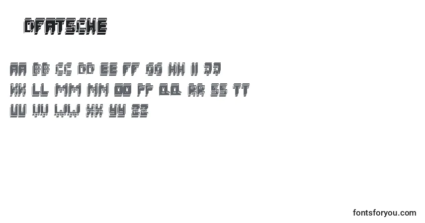 Czcionka 3DFatsche – alfabet, cyfry, specjalne znaki
