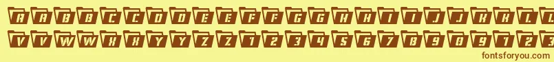 フォントEyesonlysemicond – 茶色の文字が黄色の背景にあります。