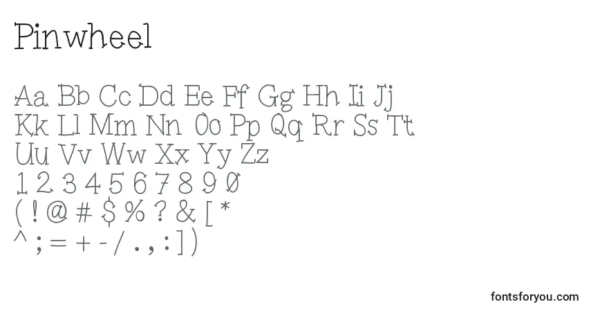 A fonte Pinwheel – alfabeto, números, caracteres especiais
