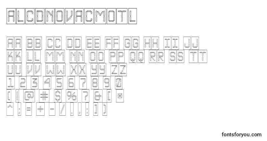 A fonte ALcdnovacmotl – alfabeto, números, caracteres especiais