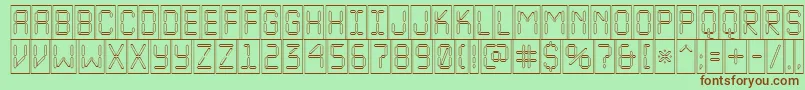 ALcdnovacmotl-fontti – ruskeat fontit vihreällä taustalla