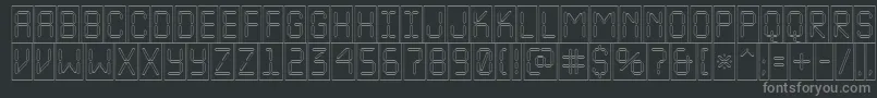 ALcdnovacmotl-fontti – harmaat kirjasimet mustalla taustalla