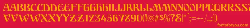 フォントFranconiaModern – 赤い背景にオレンジの文字