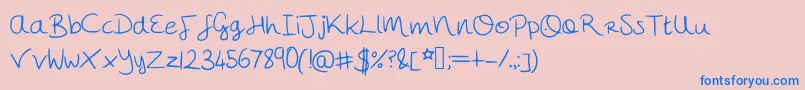 フォントMegshand – ピンクの背景に青い文字