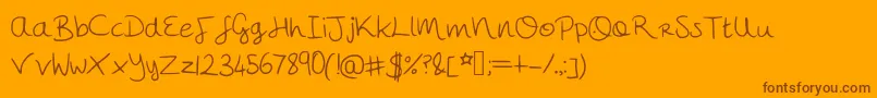 Megshand-Schriftart – Braune Schriften auf orangefarbenem Hintergrund