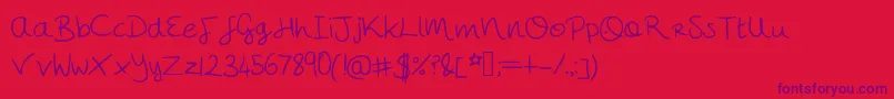 Megshand Font – Purple Fonts on Red Background